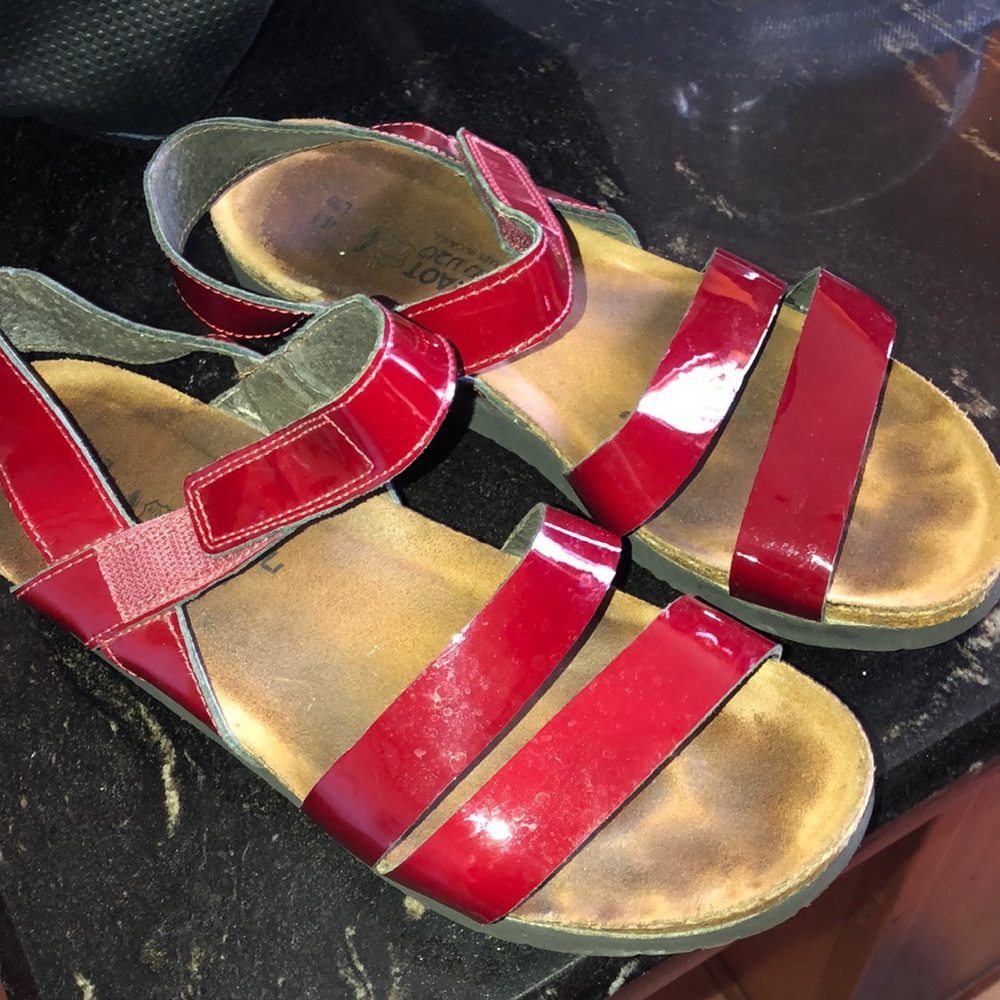 NAOT red patent sandals